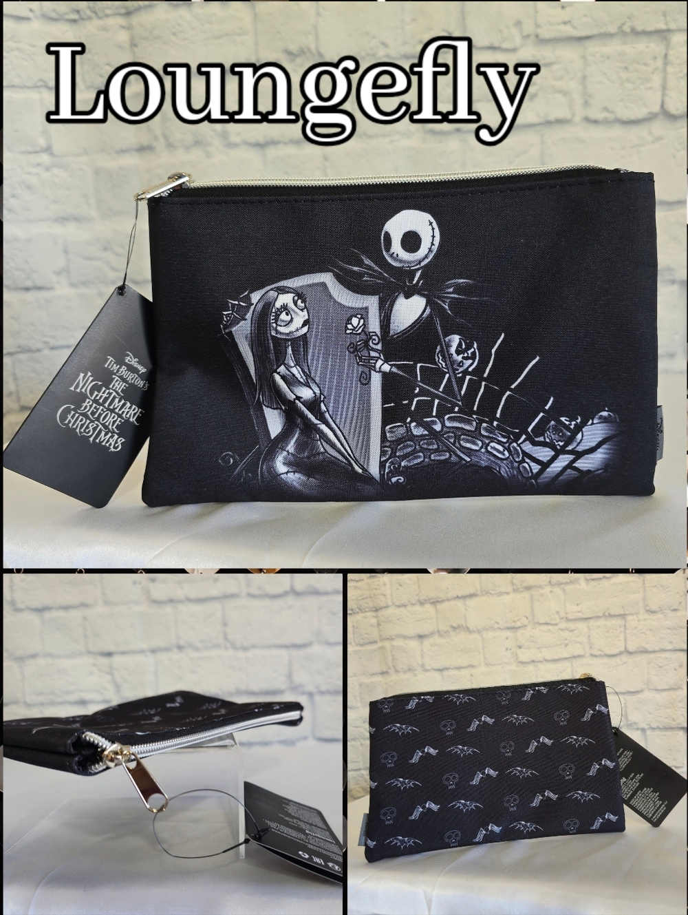 Loungefly Nightmare Before Christmas Jack Skellington Sally Zip Pouch Bag New